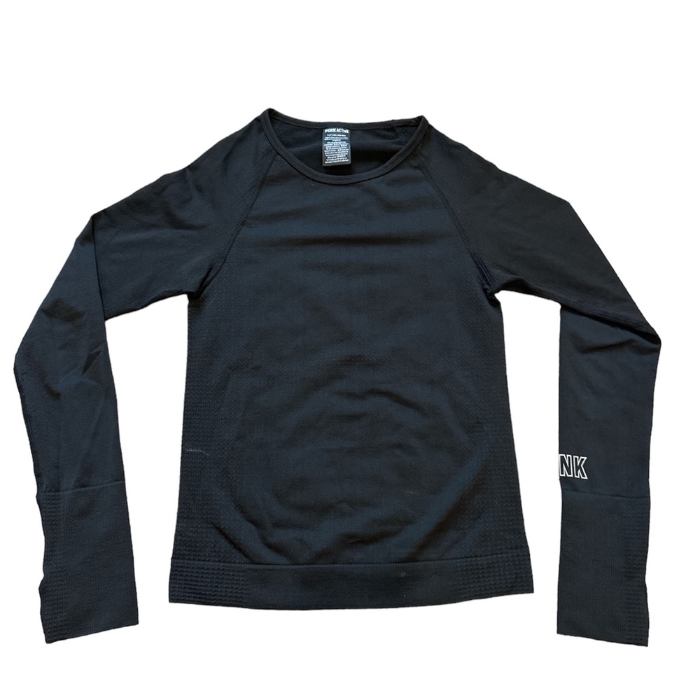 Pink: Athletic Black Long Sleeve Shirt